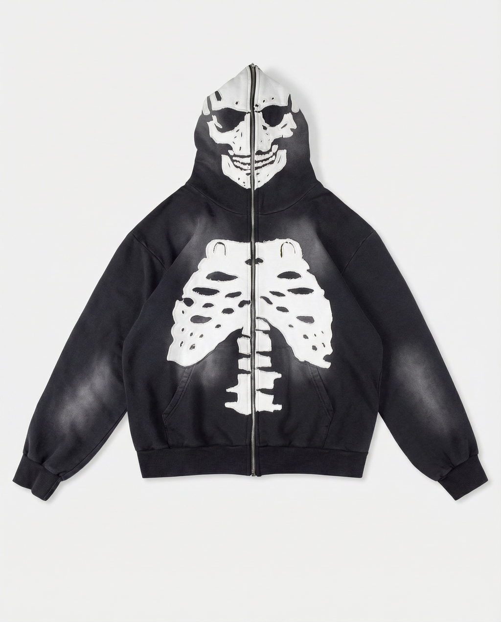 Skeleton Black Full Zip Hoodie
