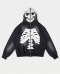 Skeleton Black Full Zip Hoodie