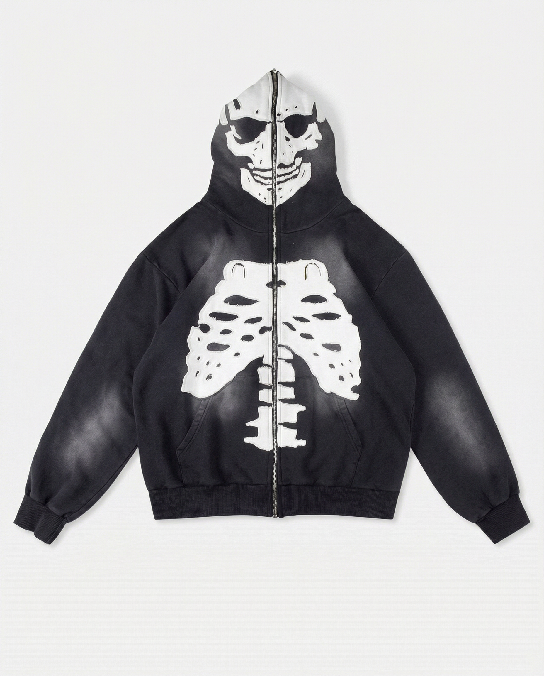 Skeleton Black Full Zip Hoodie